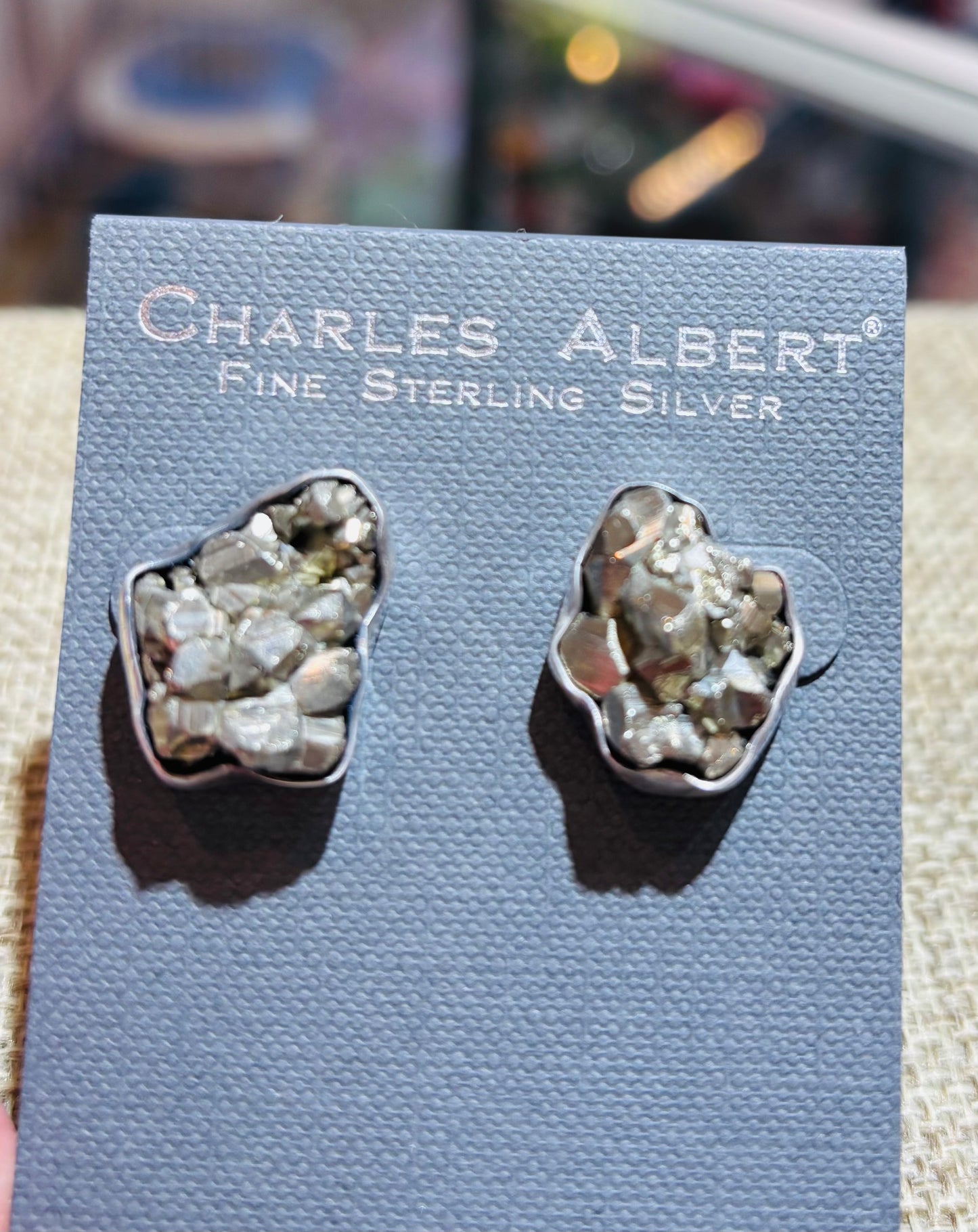 Sterling Silver Pyrite Post Earrings