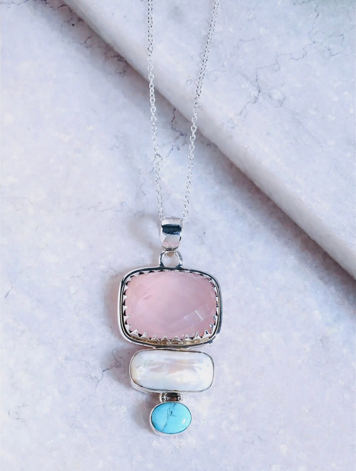 Sterling Silver Rose Quartz Pendant