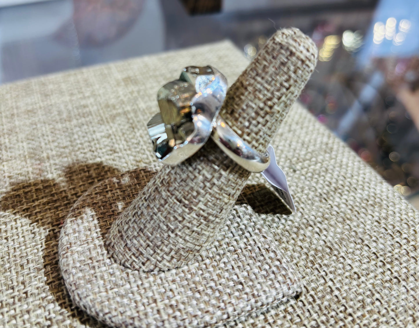 Sterling Silver Pyrite Adjustable Ring by Charles Albert