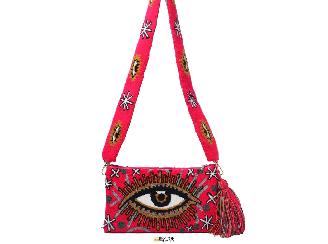 Red Evil Eye Clutch with Strap