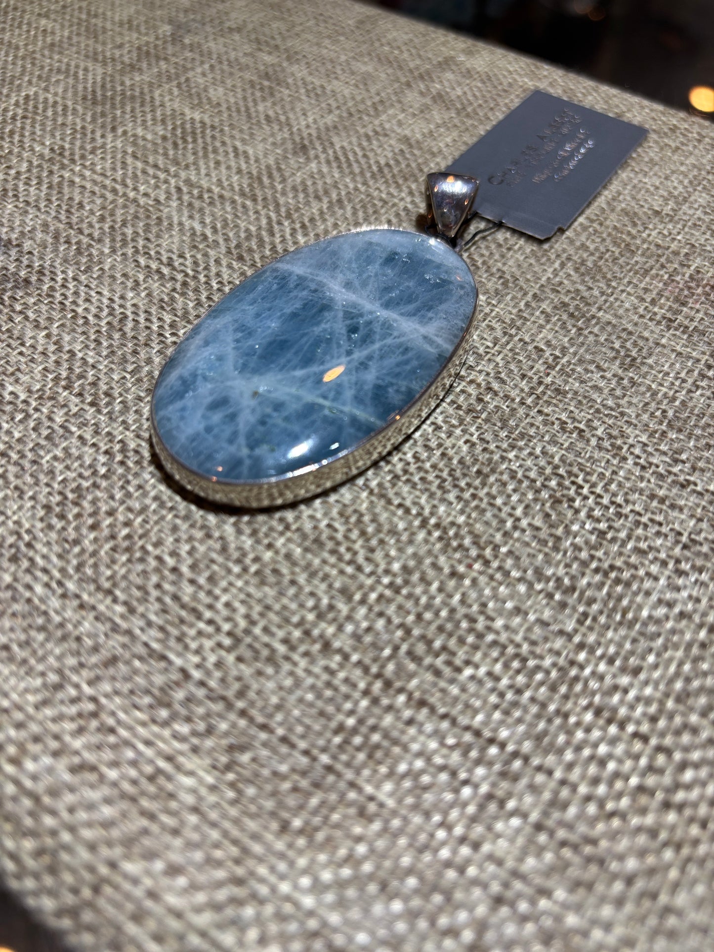 Fine Sterling Silver Aquamarine Pendant by Charles Albert