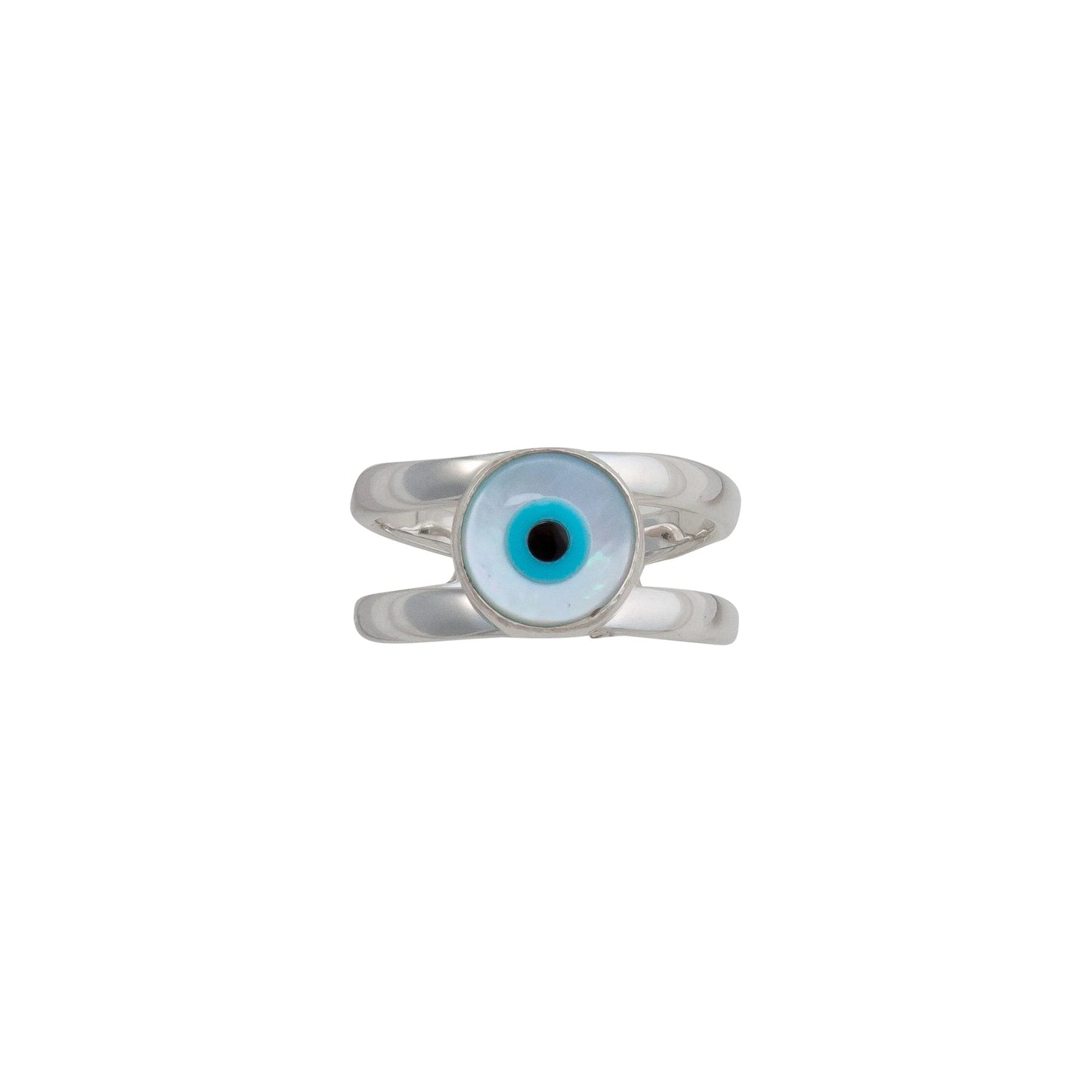 Sterling Silver Evil Eye Round Cuff Ring