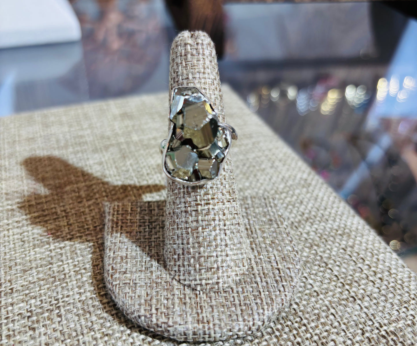 Sterling Silver Pyrite Adjustable Ring by Charles Albert