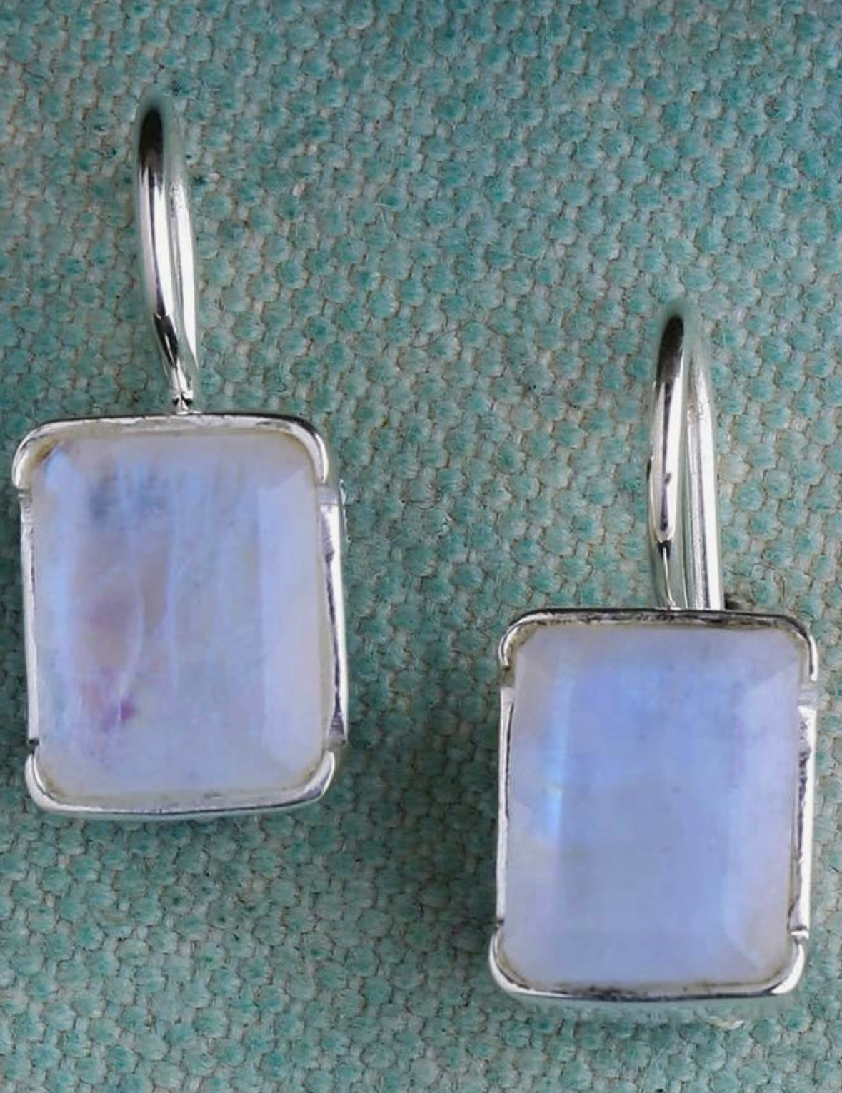 Solid Moonstone .925 Sterling Silver Fixed Wire Earrings