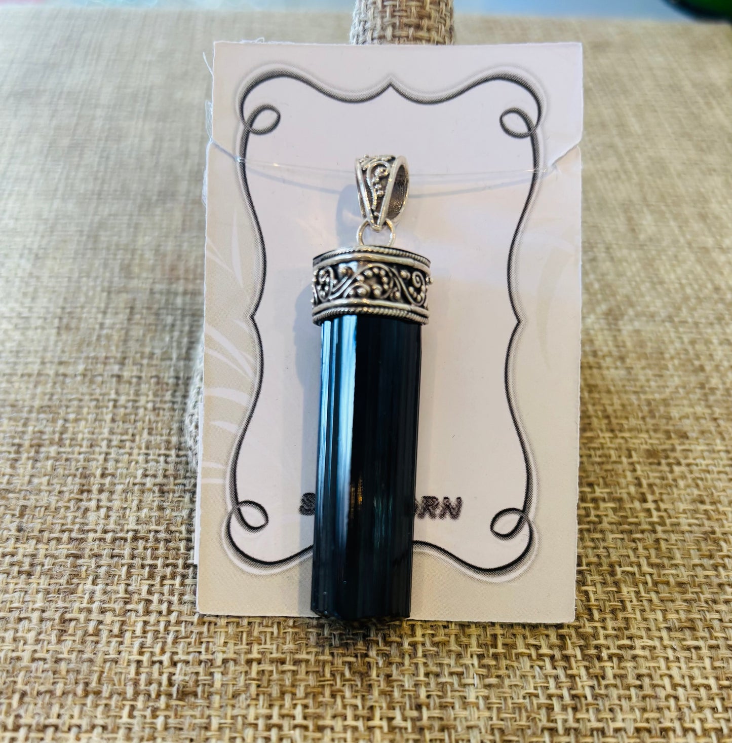 Starborn Black Tourmaline Crystal Pendant in Sterling Silver