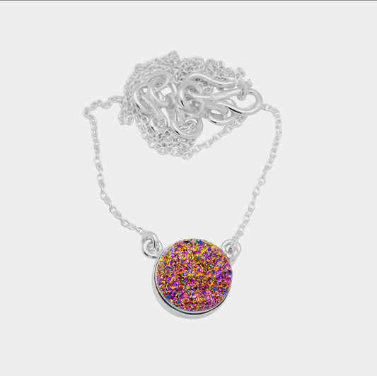 Sterling Silver Druzy Link Necklace
