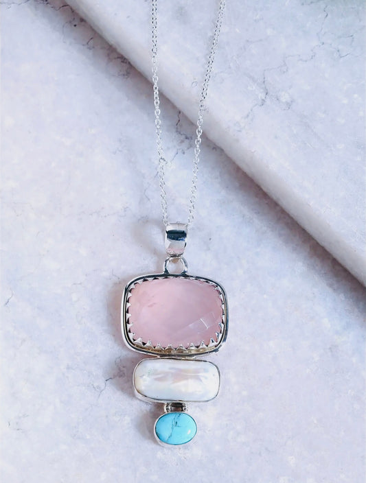 Sterling Silver Rose Quartz Pendant