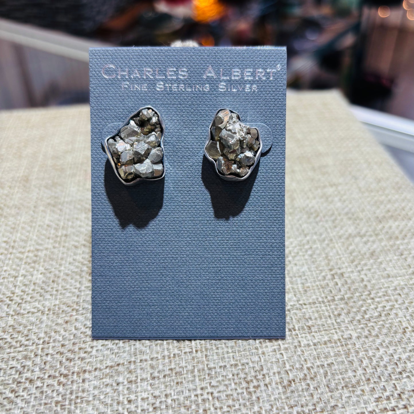 Sterling Silver Pyrite Post Earrings