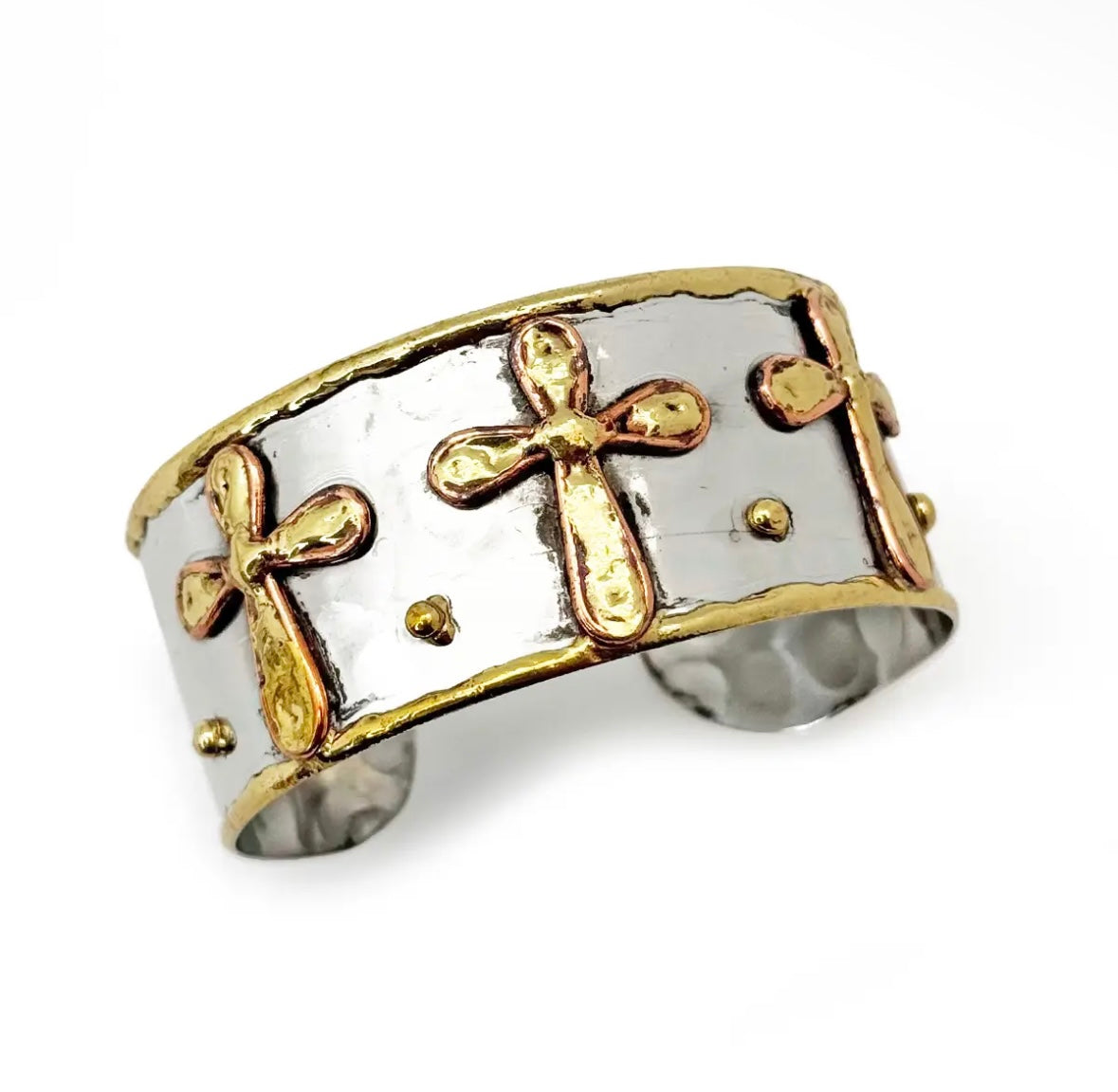 Mixed Metal Cross Cuff