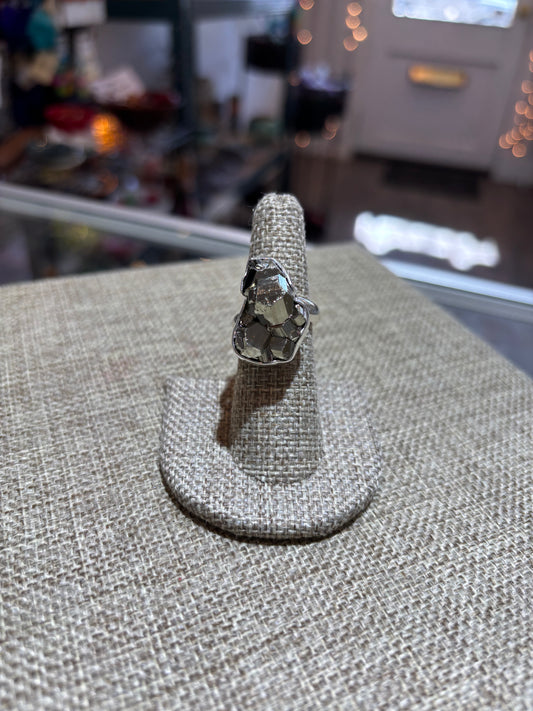 Sterling Silver Pyrite Adjustable Ring by Charles Albert