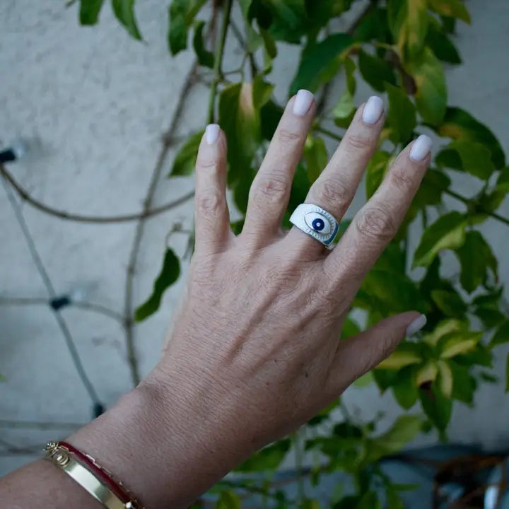 Evil Eye Ring Sterling Silver